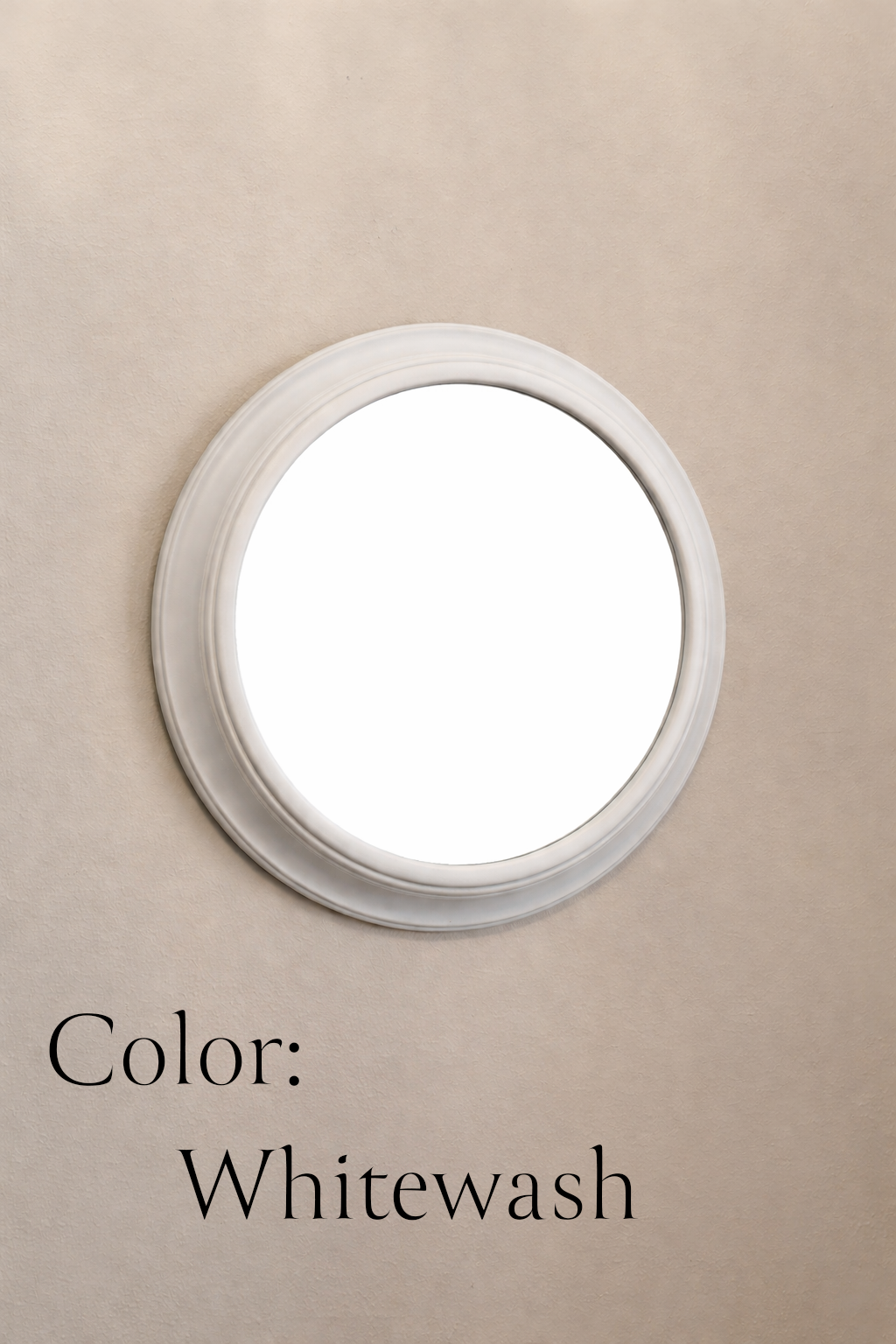 Personalized Engraved Round Mirror – 16" Custom Wall Mirror – Rustic Faux Wood Frame