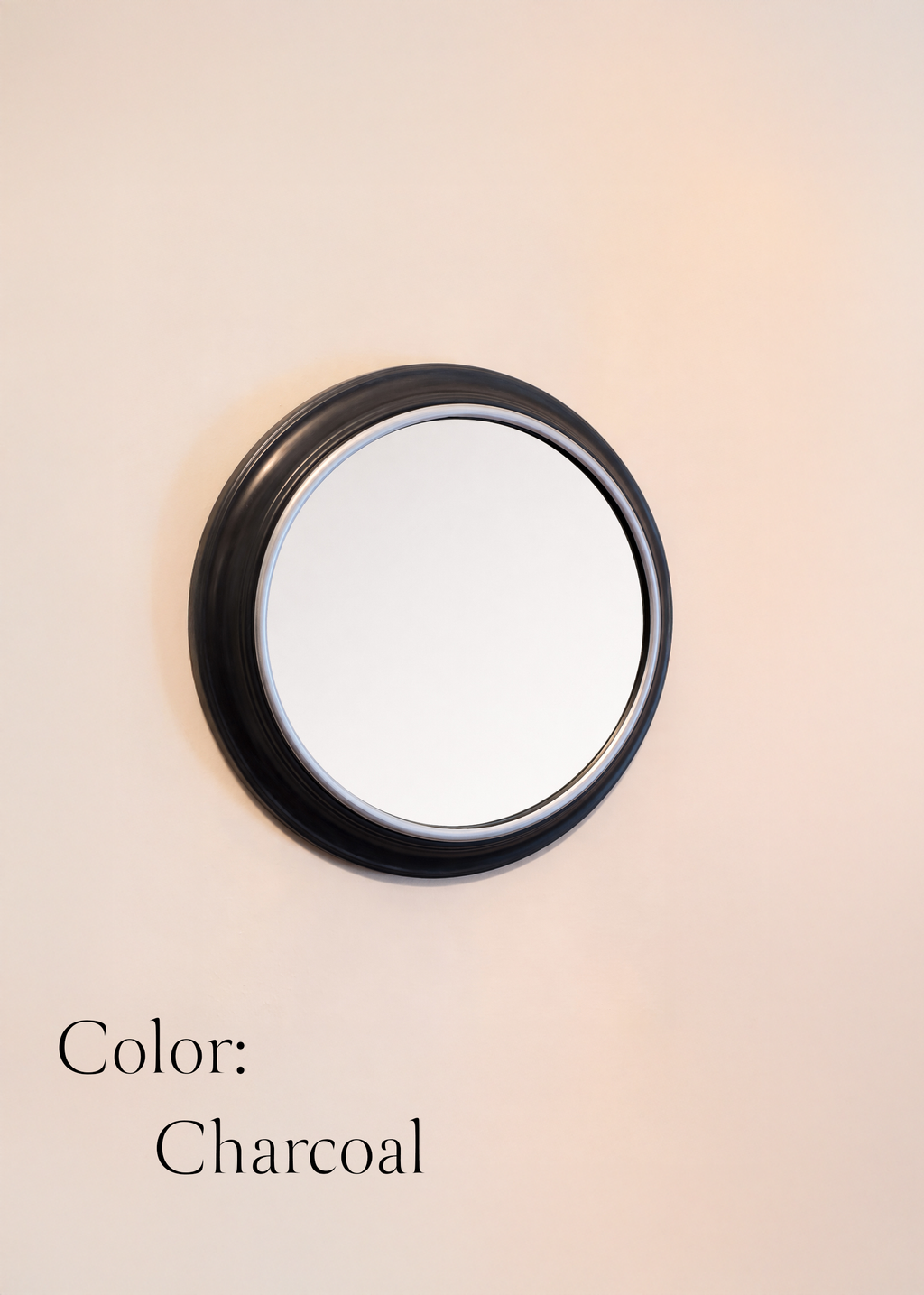 Personalized Engraved Round Mirror – 16" Custom Wall Mirror – Rustic Faux Wood Frame