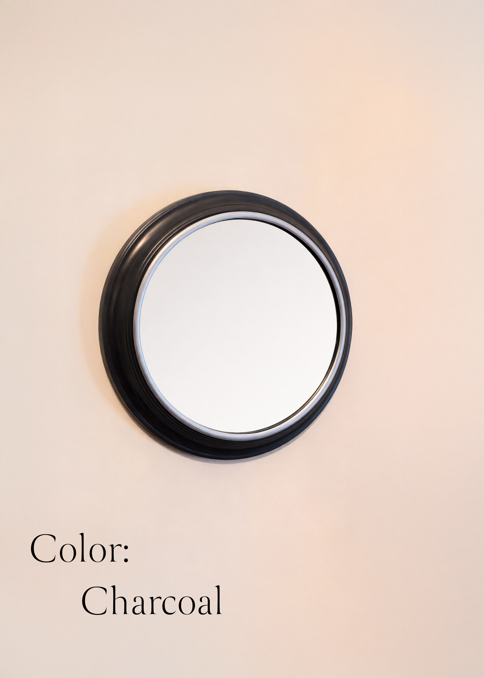 Personalized Engraved Round Mirror – 16" Custom Wall Mirror – Rustic Faux Wood Frame