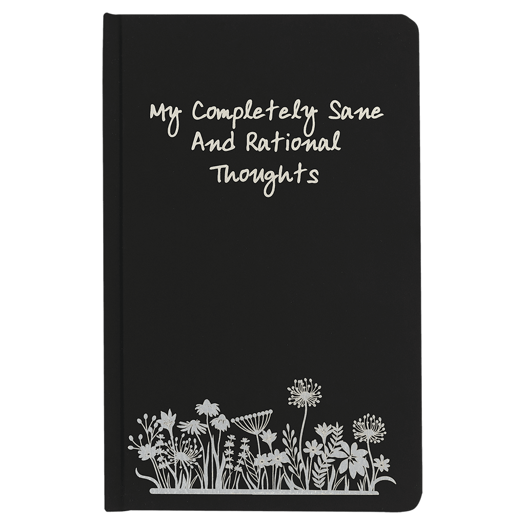 Custom Engraved Journal – Black Cat Floral Design, Personalized Notebook