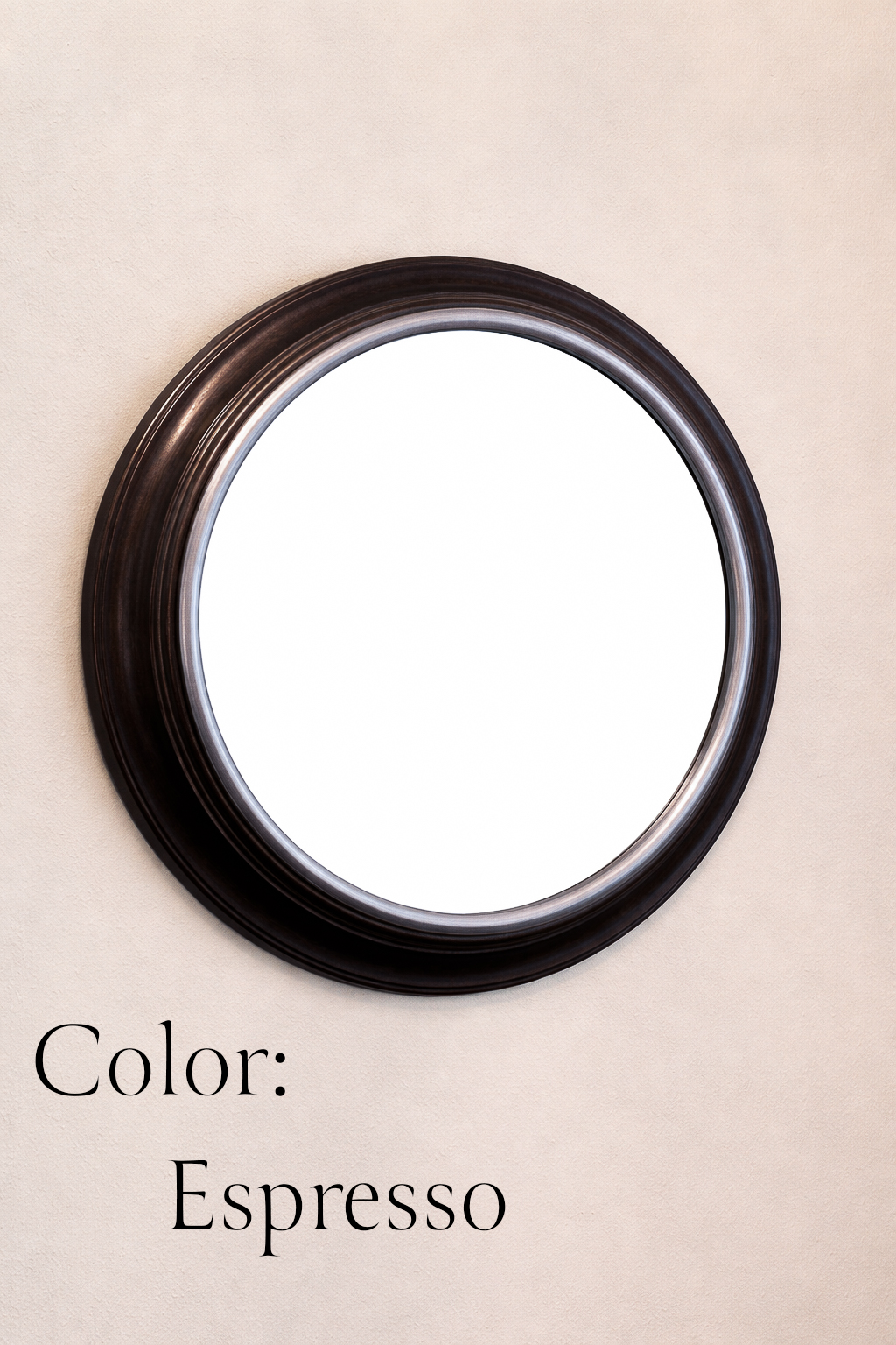 Personalized Engraved Round Mirror – 16" Custom Wall Mirror – Rustic Faux Wood Frame