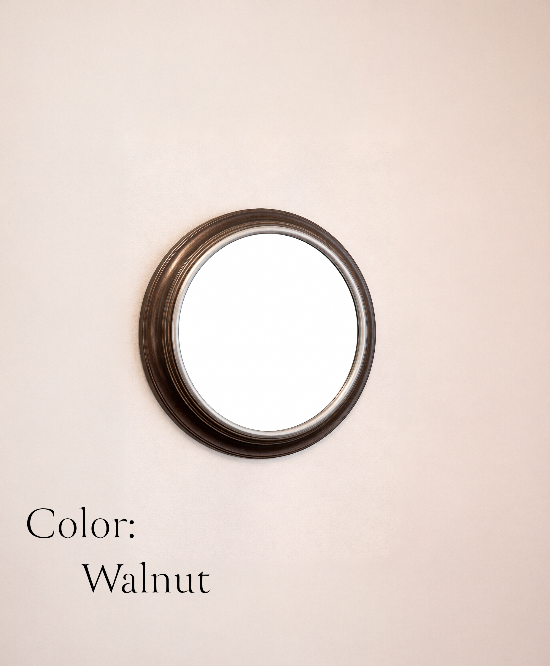 Personalized Engraved Round Mirror – 16" Custom Wall Mirror – Rustic Faux Wood Frame